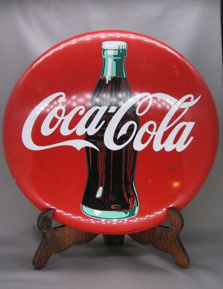 Vintage 1990 Coca - Cola Company Classic Red Metal Coke Button - 12 " Round