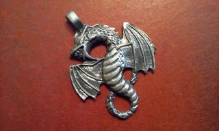 Dragon Serpent Pendant Vintage Silver - Tone Metal