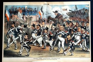 Yorktown Celebration 1881 John LOGAN LEADS PARADE Before FOREIGN GUESTS Puck Art 2
