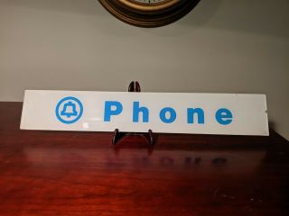 Vintage Bell Phone Telephone Booth Glass Panel Sign 25 1/2 " X 4 3/8 "