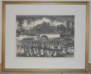 Listed American Artist Adolf Dehn Signed Lithograph Haiti