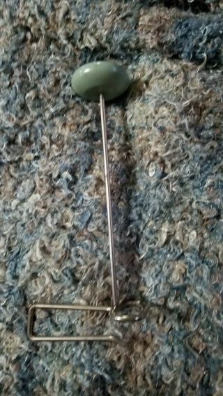 Vintage Metal Hat Stand With Green Paint Knob Slips On Shelf 8 1/4 In Tall