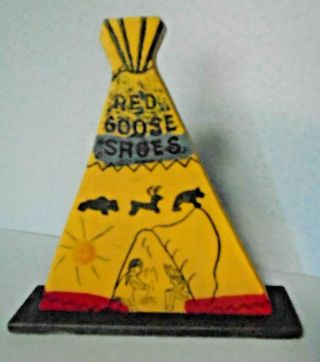 Vintage Red Goose Shoes Wood Tee Pee Display Sign