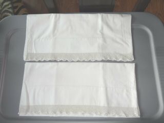 42 Pair Vintage White Linen Pillowcases With Attached Lace?