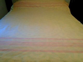 Vintage Soft Ivory & Pink Stripe Wool Blanket Twin Bed Light Weight Cover 76x60