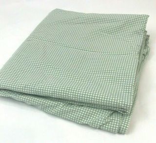 Vintage Ralph Lauren Sheet Green Gingham Check Full Flat Cottage Shabby Chic