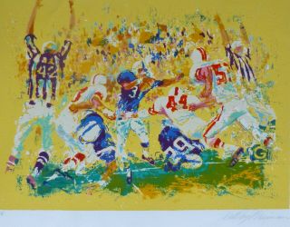 Leroy Neiman " Touchdown " Football Hand Signed Vintage Serigraph 1973