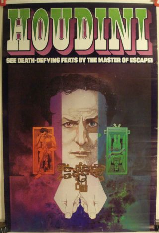 Houdini Death Defying Feats Poster - Warren Paper Co.  Promotion - Ca.  1976 - V.  Fine - Af