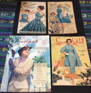 4 Pc.  Fashion Catalogs - 1936 - 1958 Florida Lana Lobell Singer Sew Wardrobe Plan