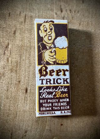 Vintage 1930s Beer Trick Novelty Gag Gift Complete Cib