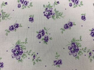 Vintage White With Purple Floral Print Feedsack (no Longer A Sack)
