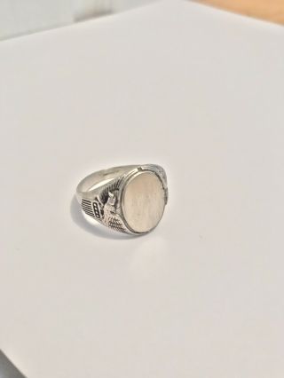 WWII US Sterling Silver Initial Signet Men’s Ring (Blank Face) Size12 2