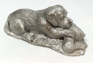 Rare Vintage Pewter Retriever Dog & Duck Figurine By Bill Callahan Double Signed