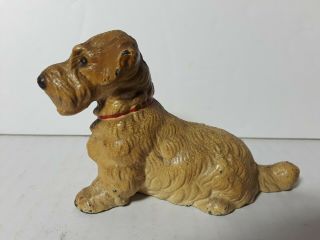 Small 2 1/4 " Cast Iron Terrier Schnauzer Painted Dog Statue Toy Paperweight