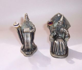 2 X Vintage Myth & Magic Pewter Wizard Figures Tudor