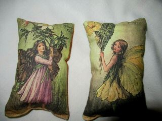 Set Of 2 Flower Fairy Faerie Silk Sachet Pillows 2.  5 " X 4.  5 "