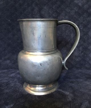 18th 19th Century Antique American Pewter Jug Pitcher Md Ownership Mark