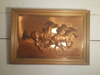 3d John Louw Framed Copper Art Galloping Horses