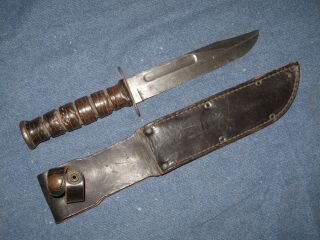 Us Vietnam War Camillus Knife With Leather Scabbard