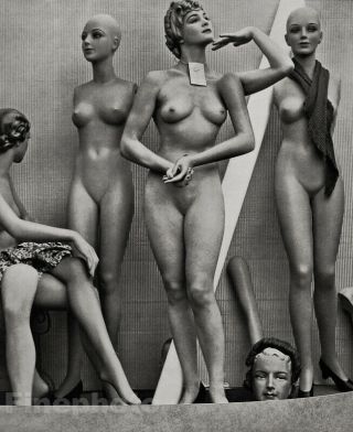 1950s Vintage Female Nude Surreal Fashion Mannequin Photo Litho Art Zoltan Glass