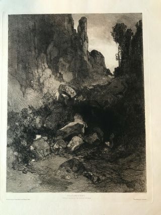 Rudolf Jettmar Etching Felslandschaft (ravine) Vienna Secession 1898