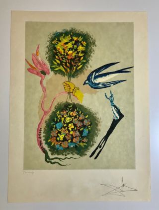 Salvador Dalí Apparition Of The Rose Signed Lithograph Surrealist Dream 1978