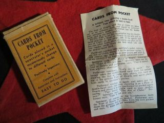 Vintage Magic Trick Cards From Pocket Box Only With Instructions C.  1950s