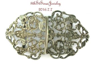 Victorian Art Nouveau Sterling Silver 925 Ornate Open Work 2 Piece Belt Buckle