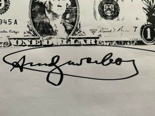 ANDY WARHOL - Silk - Screen signed on paper of 80 ' s - BIG 1$ DOLLAR BILL 2