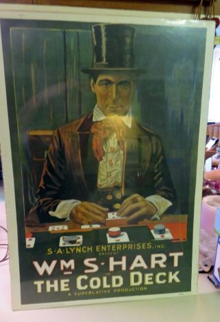 1978 Portal Publications 1917 Wm S Hart In The Cold Deck Rd Litho Movie Poster
