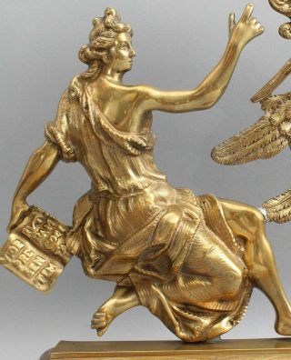 Antique Victorian Gold Gilt Bronze,  Pocket Watch Holder Classical Woman & Crane 3