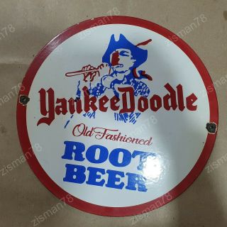 Yankee Doodle Root Beer Vintage Porcelain Sign 12 Inches Round