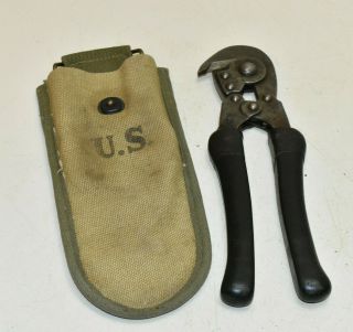 L146 - Vintage Us Wwii U.  S.  Hkp 1944 Wire Cutters Fence Cable W/ Pouch