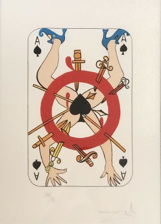 Salvador Dali Ace Of Spades Lithograph Signed And Numbered