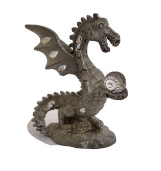 Spoontiques Vintage Fantasy Dragon Holding Crystal Ball Cmr883 Miniature Pewter