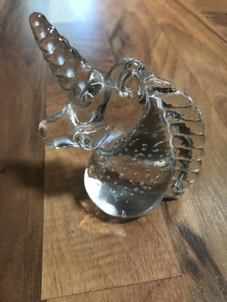 Glass Unicorn Bubble Paperweight Figurine