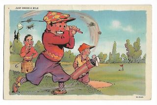 Postcard Ray Walters Comic Linen (hard To Find) Golfer 1933