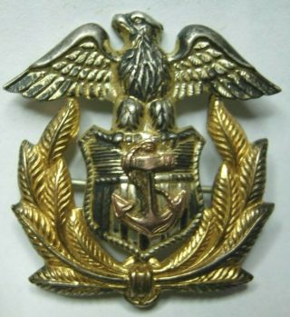 Ww2 Usmm Officer Hat Badge - For Side Hat - Us Merchant Marine - Pb