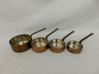 Copper 4 Piece Measuring Cup Set Vintage 1 Cup,  3/4 Cup,  1/2 Cup,  1/4 Cup