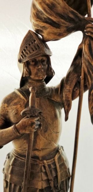 Large ANTIQUE 19th C FRENCH BRONZE Statue JOAN D ARC Warrior Sculpture by ALONZO 3