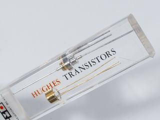 Vintage Hughes Semiconductor Letter Opener With Transistors Embedded In Lucite