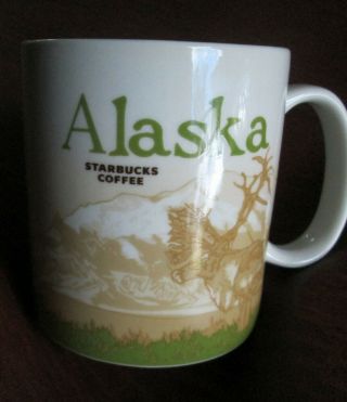 Starbucks 2011 Alaska Coffee Mug Cup Global Icon Collector Series Bear Caribou