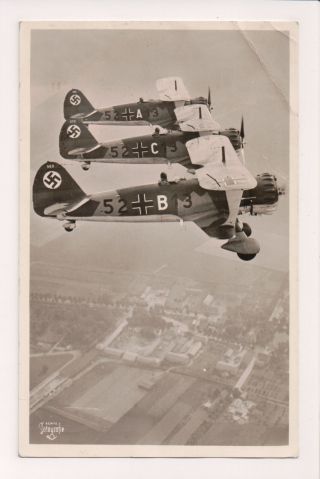 O - 662 Aviation Postcard - 3 German Nazi Airplanes Laftwaffe Henschel Hs 123