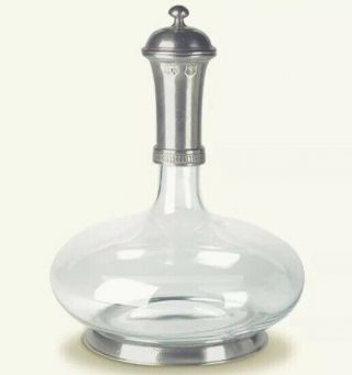 Cosi Tabellini Match Italian Pewter & Crystal Wine Decanter W/ Stopper Top; 48oz
