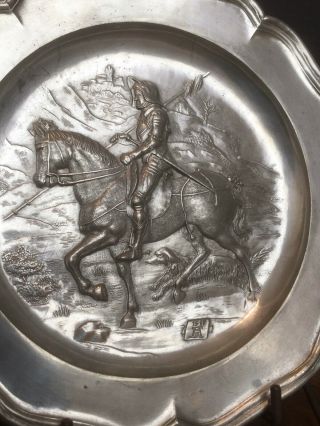 Fine Pewter By Albrecht Durer 1513 Medieval Knight On Horse Castle Dog 9 " Plate