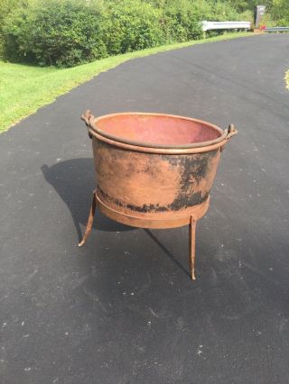 Antique Halloween Copper Cauldron Pot Kettle Apple Butter Handcrafted Dovetail