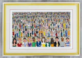 Contemporary Modern Framed People 3d Serigraph By James Rizzi 3 - D Construction