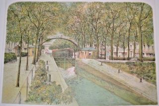 Rolf Rafflewski Seine Paris Signed Lithograph Canal St Martin