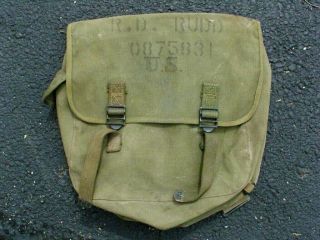 Wwii Musette Bag M1936 “kadin 1944” Good Us Army Khaki Canvas