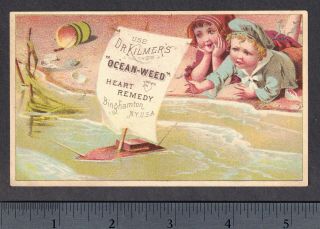 Dr Kilmers Ocean - Weed Heart Remedy 1800 ' s Blood Dizzy Cure Victorian Trade Card 2